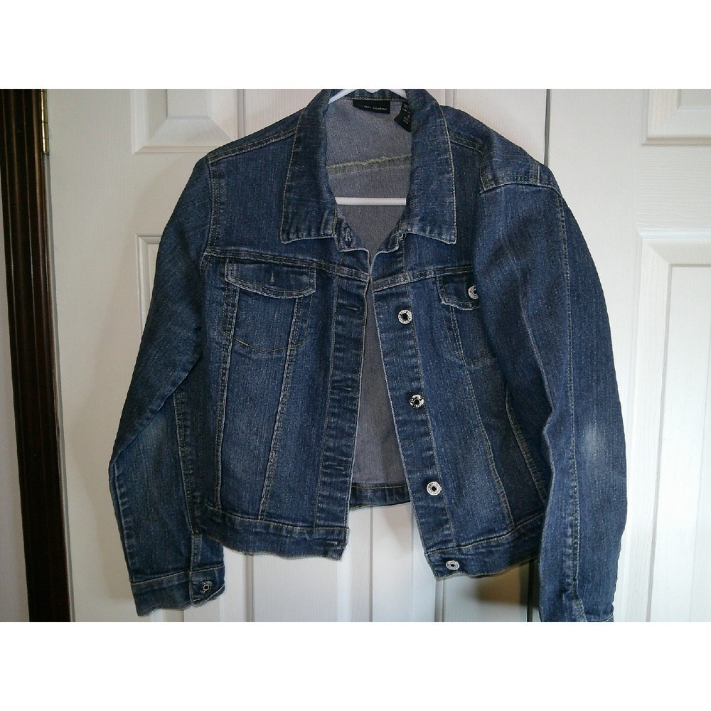 New York & Company Denim Jacket Classic Jean Jacket Dark Wash Women's‎ S